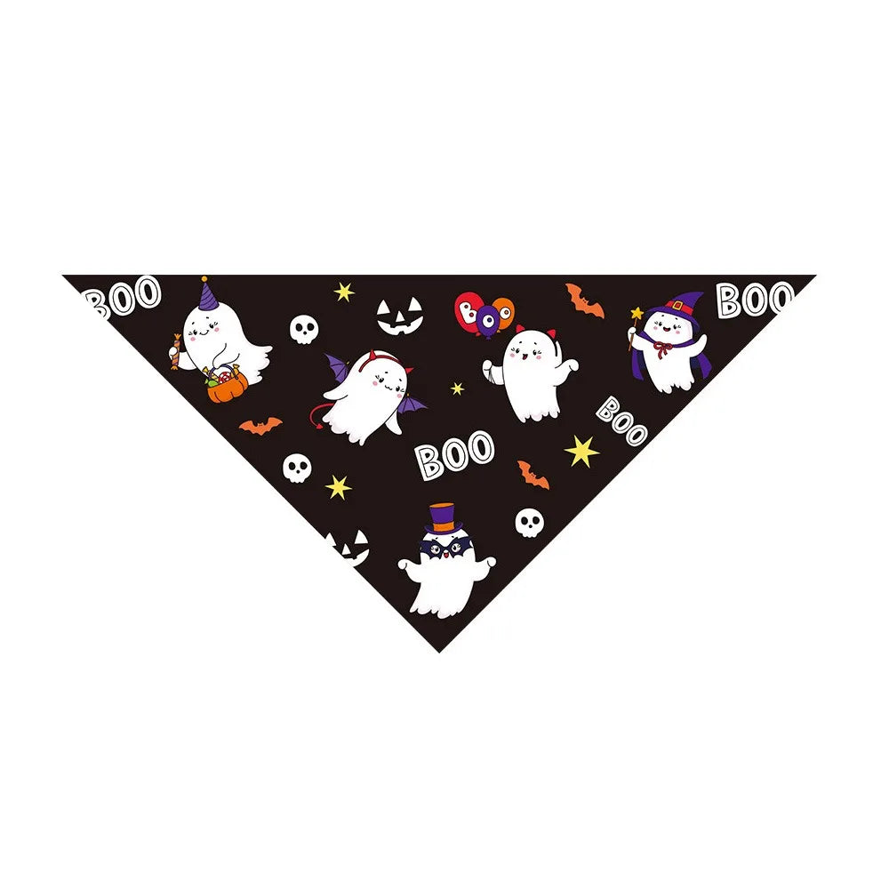 Halloween Pet Bandana, Ghost & Pumpkin Print
