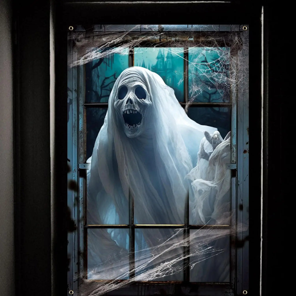 Halloween Ghost & Cobweb Window Clings, Set of 6